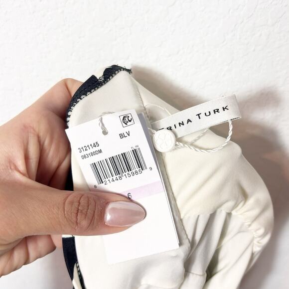 TRINA TURK LENNOX BANDEAU LACE UP BLACK WHITE PINK WOMEN ONE PIECE SIZE 6 NWT - Picture 10 of 10